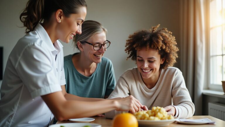 Support worker helping with daily tasks