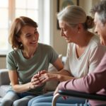 Family caring compassionately for a loved one with a disability at home